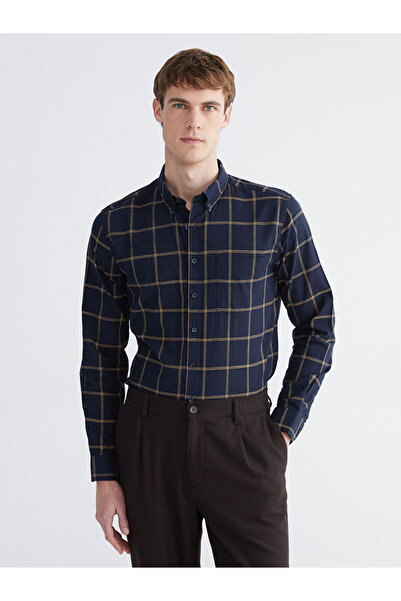 LC Waikiki Lcwaikiki Classic Navy Blue Regular Fit Plaid Men's Shirt