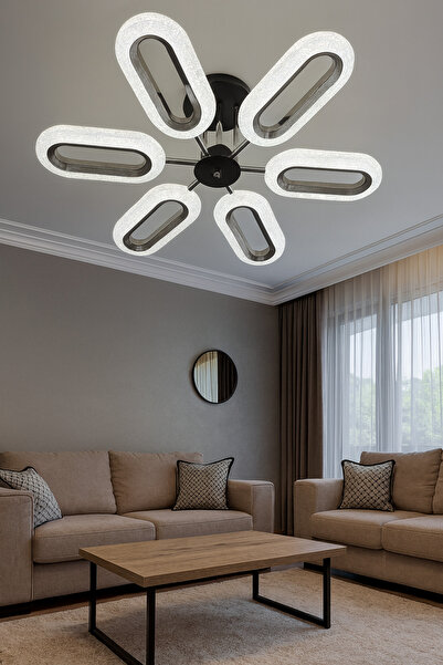 Akarsu Aydınlatma 6lı Elips Modern Avize 3 renk LED Beyaz/Sarı/Günışığı