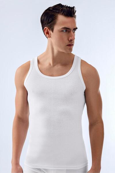 Brix Men's Corded Fabric Undershirts White Color
