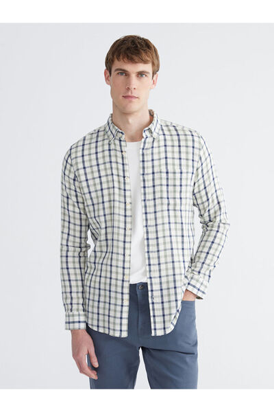 LC Waikiki Πράσινο καρό ανδρικό πουκάμισο κανονικής εφαρμογής