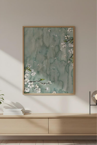 huhuli Ahşap Çerçeveli Wabi Sabi Koleksiyon Tablo Huhu728