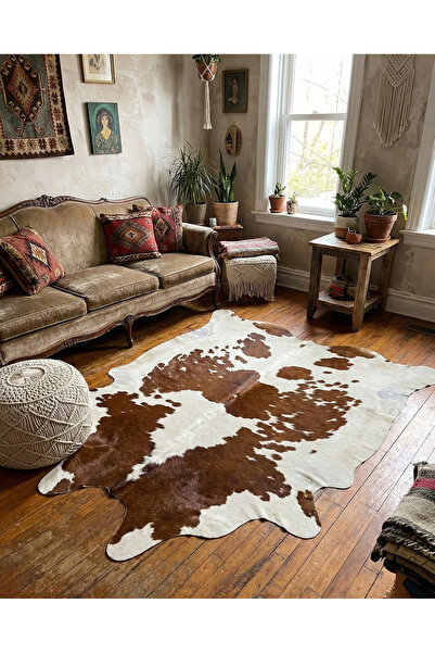 Wonder Fur HAKİKİ DERİ DANA POSTU KAHVE - BEYAZ