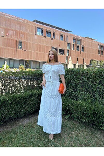 Angel Mia Lace Skirt Blouse Set Ecru