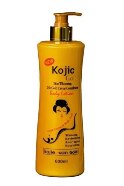 Kojic لوشن تبييض البشرة للجسم بالكافيار الذهبي عيار 24 قيراطًا 600 مل