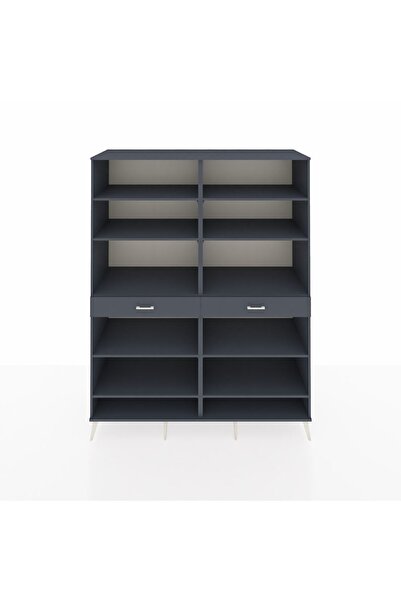 Dienni Kronos Gardrop 10 Raflı 2 Çekmeceli 176x59x221 Antrasit-Antrasit