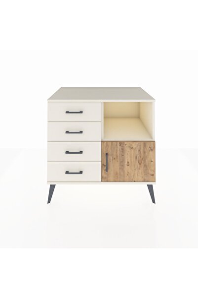 Dienni Kronos Şifonyer Tek Raflı 4 Çekmeceli Tek Kapaklı 88x59x80 Aytaşı-Çam/...