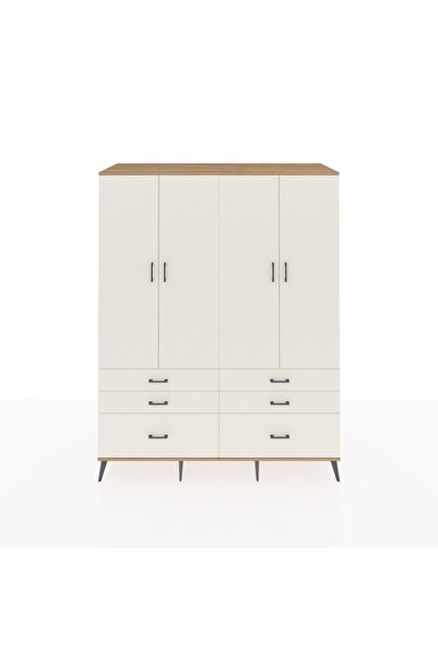 Dienni Kronos Gardrop 8 Raflı 6 Çekmeceli 4 Kapaklı 176x59x221 Çam-Aytaşı