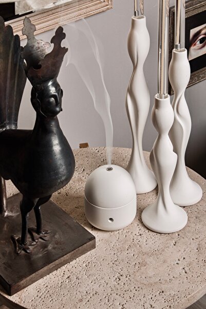 Rava House Art KUMO El Yapımı Beton Tütsülük - Beyaz