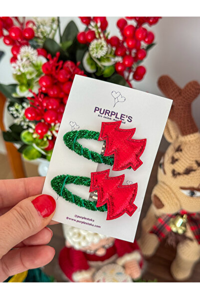 PURPLE'S BİR TUTAM MUTLULUK Set of 2 Girls' Snap Buckles with Leather-Look Pi...