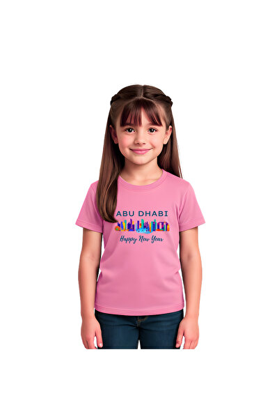 PRINTSHOP4ME Happy New Year Kids Girls T-Shirt with Abu Dhabi Design - Round ...