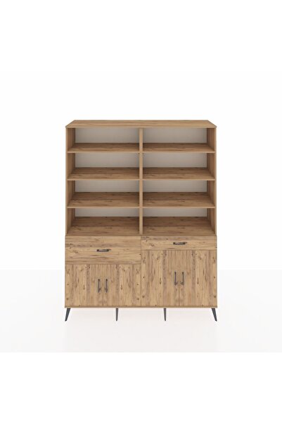 Dienni Hyperion Gardrop 10 Raflı 2 Çekmeceli 4 Kapaklı 176x44x221 Çam-Çam