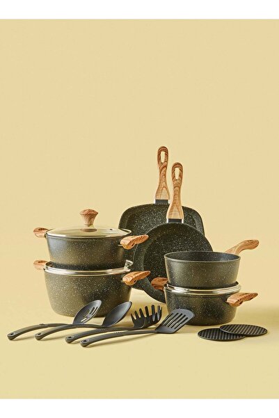 East from Noon طقم أواني طهي مطلية بالجرانيت مكون من 15 قطعة