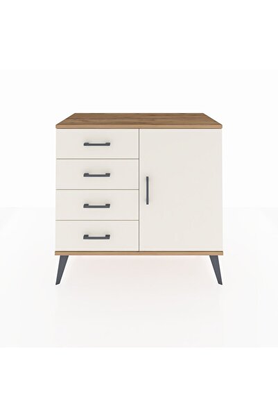 Dienni Hyperion Şifonyer Tek Raflı 4 Çekmeceli Tek Kapaklı 88x44x80 Çam-Aytaşı