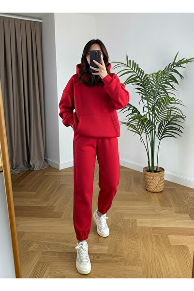 BARLİZ Γυναικείο σετ φόρμας 3iplik Şardonlu Loose Oversize Basic