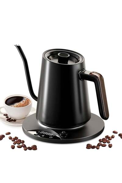 TDAO 900ML 1200W Electric Gooseneck Kettle with Solid Wood Handle, Digital Te...