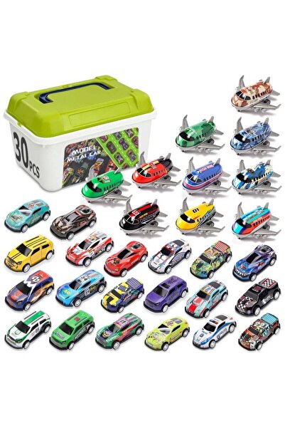 Generic Yalla Joy 30-Piece Pull-Back Cars and Planes Set with Storage Box - Assorted Vehicles, Gift for Ages