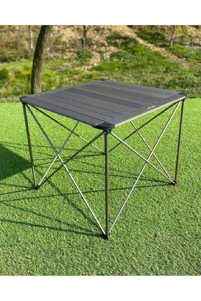 CAMPOUT Büyük Katlanır Alüminyum Kamp Masası 70×70×60 cm – Taşıma Çantalı Haf...