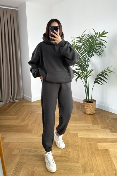 BARLİZ Γυναικείο σετ φόρμας 3iplik Şardonlu Loose Oversize Basic