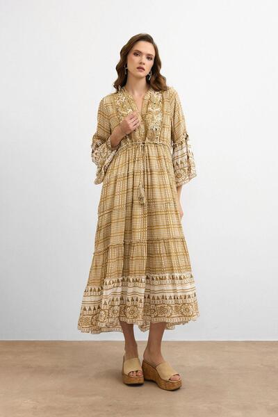 Ranasubaşı Ibbn-43039 Beige Harmony Dress