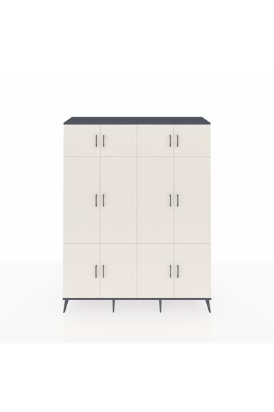 Dienni Hyperion Gardrop 10 Raflı 12 Kapaklı 2 Askılı 176x44x221 Antrasit-Ayta...