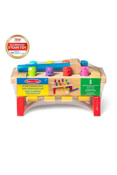 Melissa & Doug Deluxe Pounding Bench Wooden Toy with Hammer (Ages 2+)