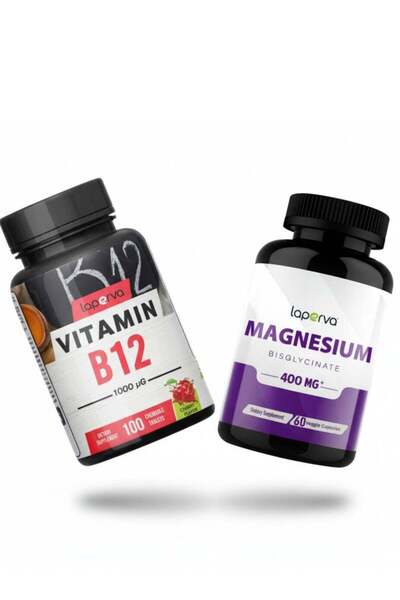 Laperva Energy & Wellness Bundle - B12 1000 mcg Cherry 100 Chewable + Magnesium Bisglycinate 400 mg, 60 Vegg