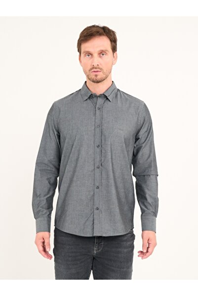 Lee Cooper Men's long-sleeved shirt in solid color
