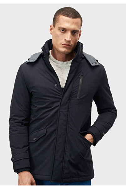 ALTINYILDIZ CLASSICS Indigo Standard Fit Regular Cut Hooded Cold Proof Winter Coat