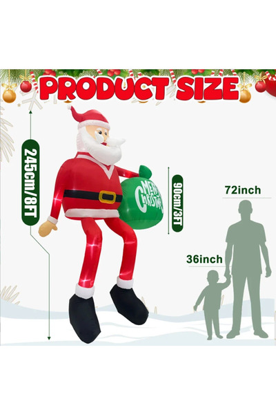 Choice قابس أوروبي، 2025، مجسم سانتا كلوز قابل للنفخ بطول 8 أقدام (245 سم) مض...
