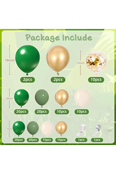 Choice مجموعة بالونات لاتكس خضراء وذهبية أخرى مكونة من 144 قطعة، باللون الأخض...