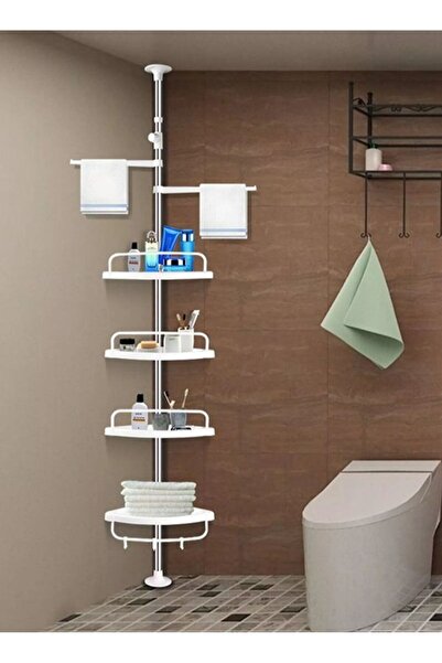 AGD Multifunctional Wall-Mounted Bathroom Storage Rack with Hanger - White