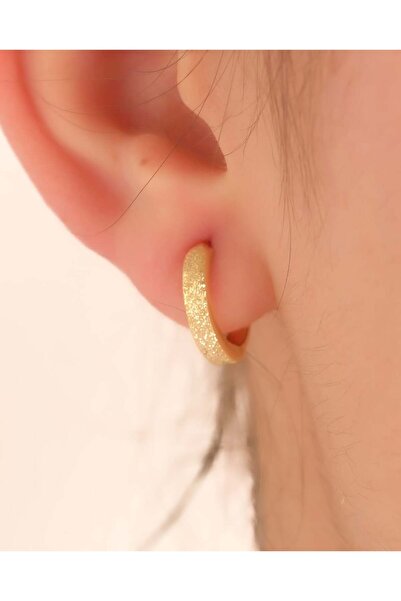 YCL JEWELLERY 8 Ayar (ÇİFT) Altın Simli Halka Küpe