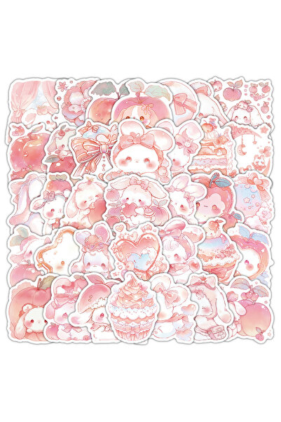 Choice1 ٥٤ قطعة (١٠/٣٠/٥٤ قطعة) ملصقات كرتونية لطيفة على شكل أرنب خوخ وردي، م...