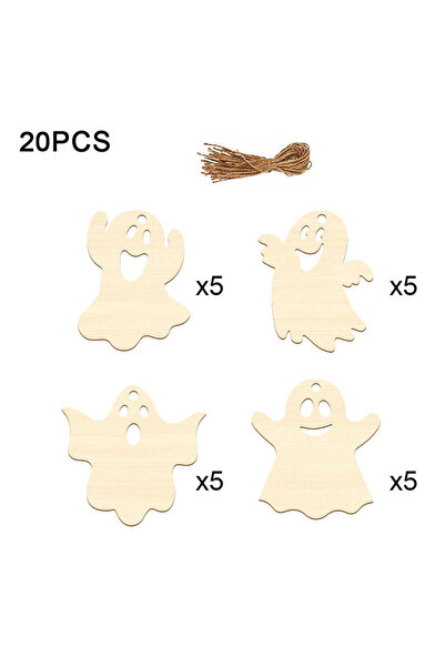 Choice Ghost 20Pcs Halloween Wooden Ghost Unfinished Wood Ghost with Twine fo...