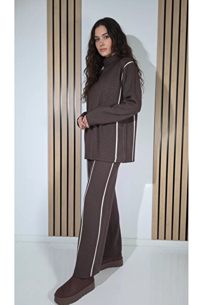Zaira Isabella 2-κομμάτι πλεκτό καφέ γυναικείο κοστούμι #A1274 - L/XL