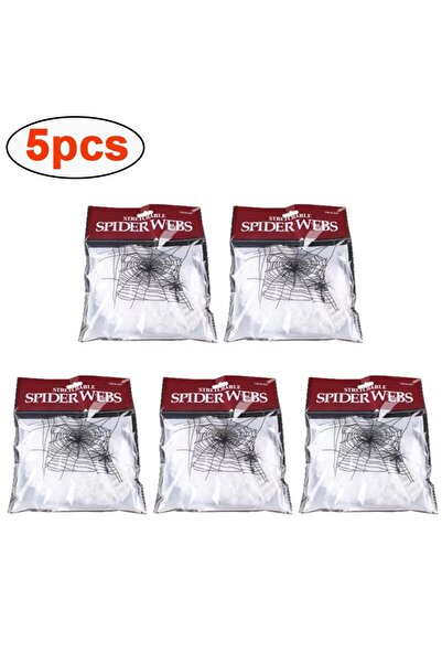 Choice ٥ قطع أو ٥/١٠ قطع من زينة الهالوين: شبكة عنكبوت صناعية فائقة المرونة م...