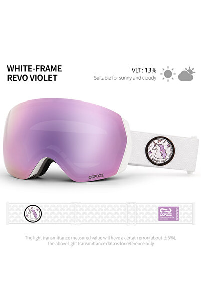 Choice نظارات تزلج جديدة من COPOZZ، لون أبيض بنفسجي، بعدسة مزدوجة مضادة للضبا...