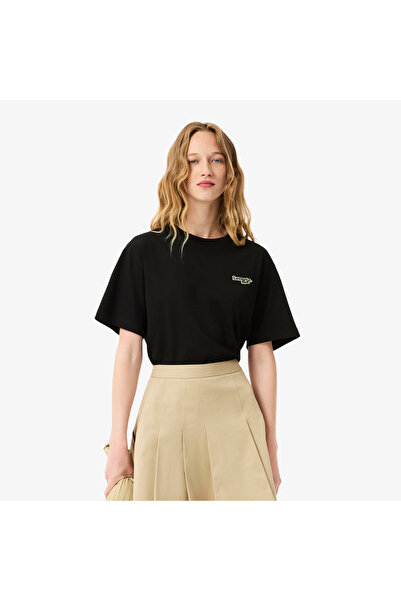 Lacoste تيشيرت قطني قصير قصة فضفاضة بشعار - TF7606-00-031