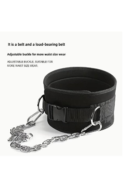 Choice حزام رفع أثقال أسود سميك مزود بسلسلة لتمارين السحب والحمل وتقوية عضلات...