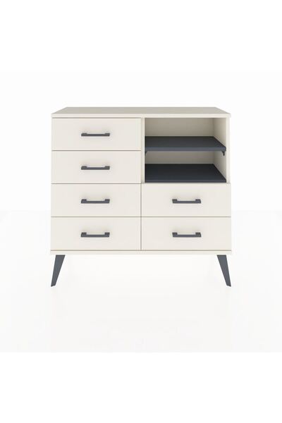 Dienni Arges Şifonyer 2 Raflı 6 Çekmeceli 88x30x80 Aytaşı-Antrasit/Aytaşı