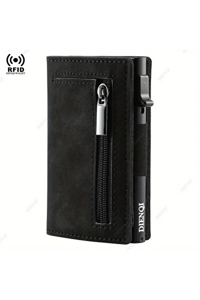 Choice حامل بطاقات عمل أسود، حامل لوازم مكتبية، محفظة رجالية سوداء فاخرة بتقنية RFID، قابلة للطي