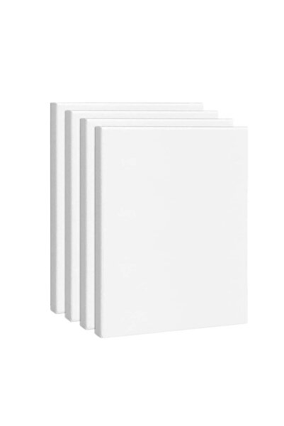 Choice قماش أبيض مشدود مكون من 4 قطع، مقاس 8 × 10 بوصات (20 × 25 سم) قماش مربع فارغ، قماش قطني 100%