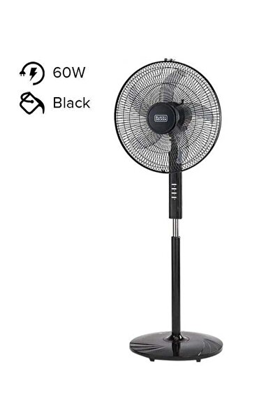 Generic BLACK+DECKER 60W Stand Fan 16 Inch Diameter, 90° Wide Swing, 3 Speeds, 5AS Blade (FS1620-B5)