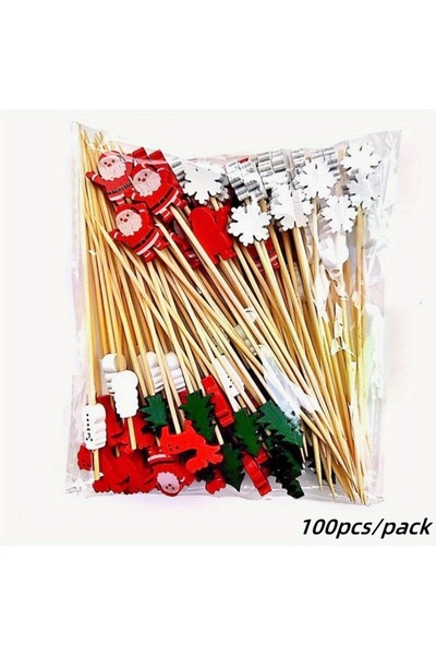 Miniso عبوة واحدة تحتوي على 100 قطعة من أعواد الفاكهة والزينة لأشجار عيد المي...