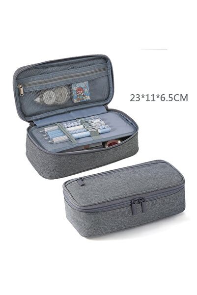 Choice حافظة أقلام رمادية اللون، مصنوعة من قماش أكسفورد مزدوج الطبقات، بسعة ك...