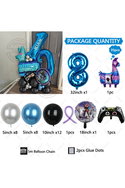 Choice AS PICTURE 8 Video Game Fortnitions Boy First Birthday Party Decoratio...