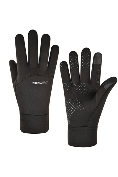 Choice قفازات ركوب الدراجات الشتوية السوداء مقاس M، مصنوعة من الصوف الحراري ا...