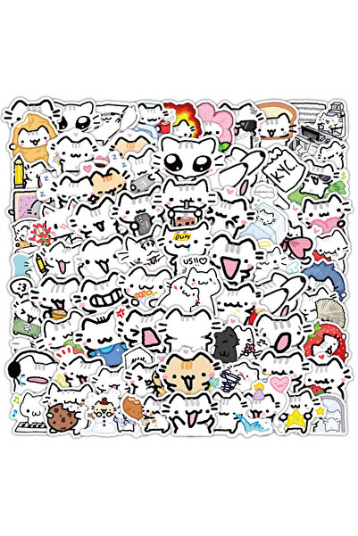 BANDAI 72 قطعة من ملصقات جرافيتي القطط الصغيرة اليومية اللطيفة، ملصقات كرتوني...