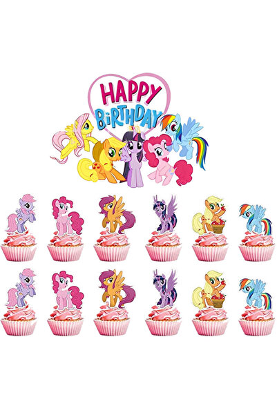 Miniso 13pcs cake topper My Little Pony Birthday Cake Decoration Pony Cupcake Toppers Cake Toppers Flag for
