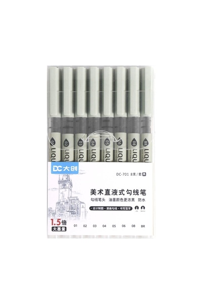 Choice مجموعة من 8 أقلام مايكرون فاينلاينر - أقلام حبر أسود أرشيفية - للكتابة...